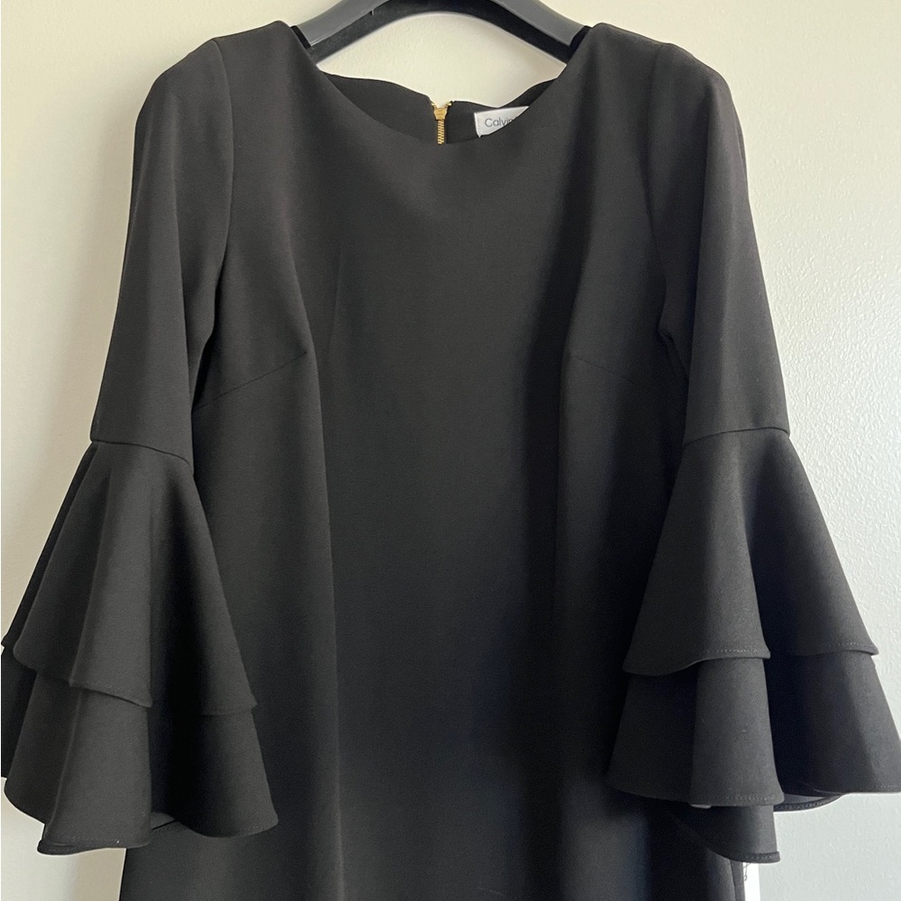NWT Calvin Klein Black Tiered Sleeve Dress